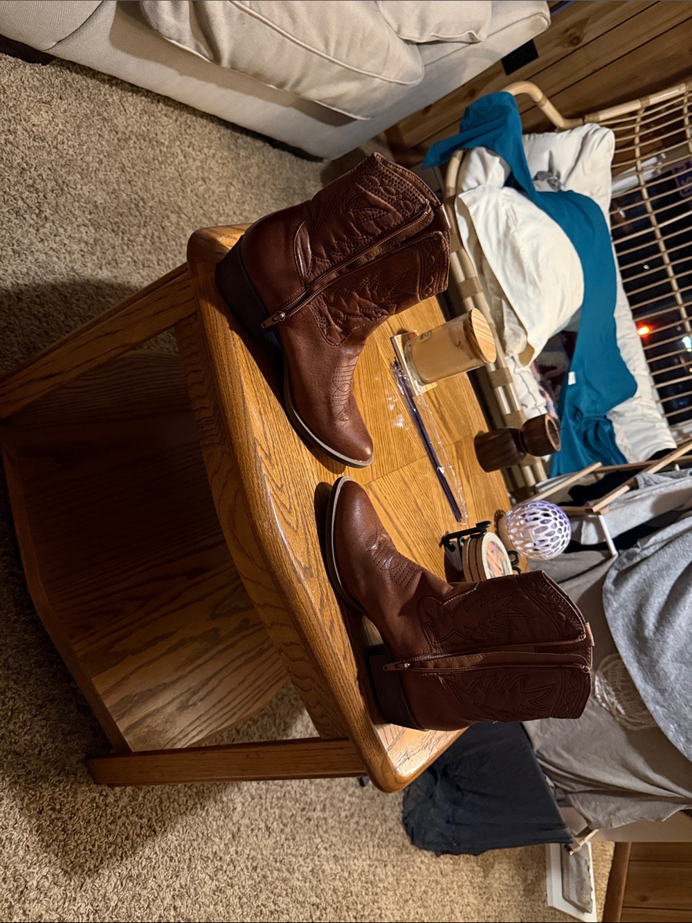 Women’s Brown Leather Western Ankle Boots